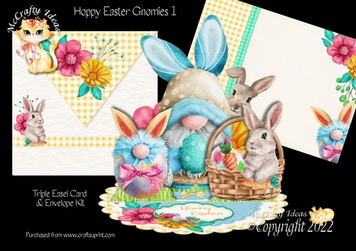Hoppy Easter Gnomies 1 Triple Easel Card Kit