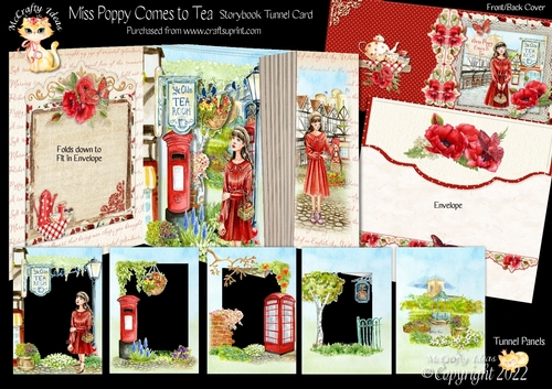 Miss Poppy Comes to Tea Storybook Pop Up Tunnel Card & Envelope Kit