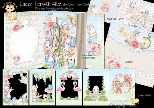 Easter Tea with Alice Storybook Pop Up Tunnel Card & Envelope Kit