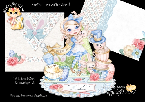 Easter Tea with Alice 1 Triple Easel Card Kit