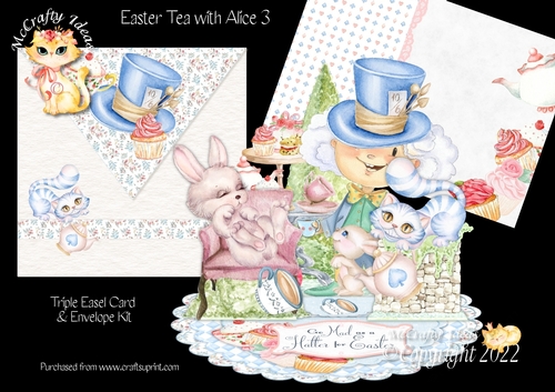Easter Tea with Alice 3 Triple Easel Card Kit