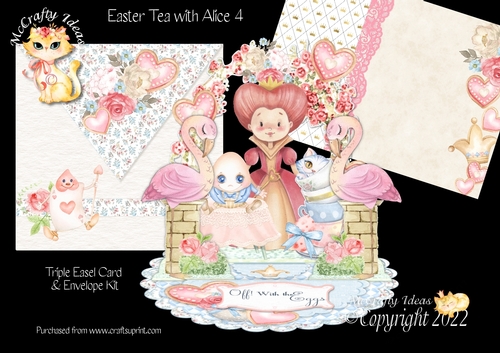 Easter Tea with Alice 4 Triple Easel Card Kit