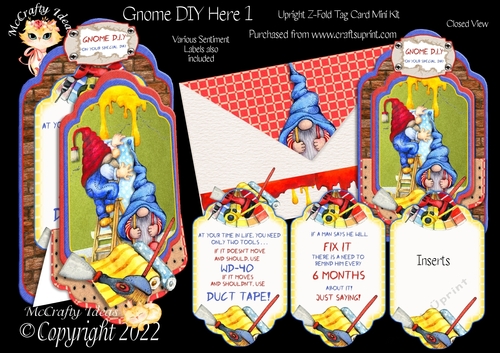 Gnome DIY Here 1 - Upright Z-fold Tag Card Mini Kit