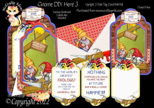 Gnome DIY Here 3 - Upright Z-fold Tag Card Mini Kit