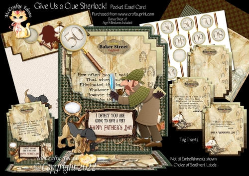 Give Us a Clue Sherlock! Pocket Easel Card