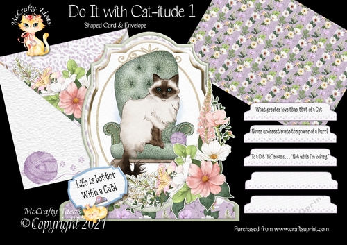 Do It with Cat-itude 1 Shaped 6x6 Card & Envelope Kit