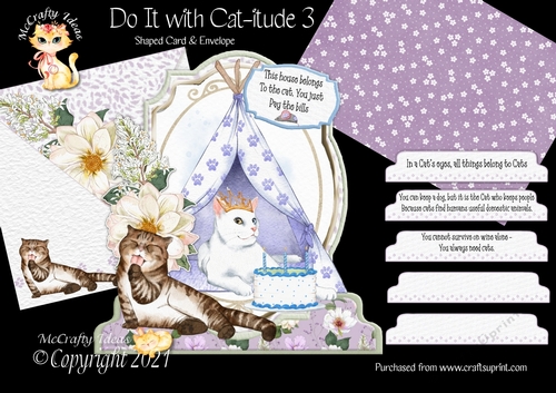 Do It with Cat-itude 3 Shaped 6x6 Card & Envelope Kit