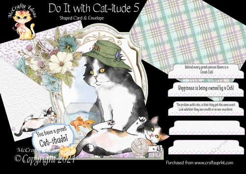 Do It with Cat-itude 5 Shaped 6x6 Card & Envelope Kit