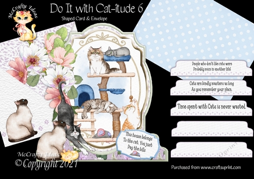 Do It with Cat-itude 6 Shaped 6x6 Card & Envelope Kit