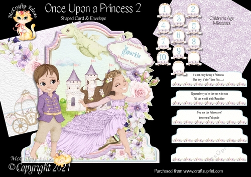 Once Upon a Princess 2 Shaped 6x6 Card & Envelope Kit