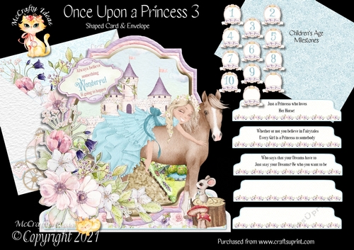 Once Upon a Princess 3 Shaped 6x6 Card & Envelope Kit