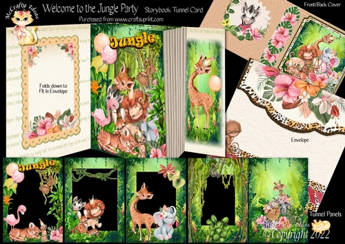 Welcome to the Jungle Party  Storybook Pop Up Tunnel Card & Envelope Kit
