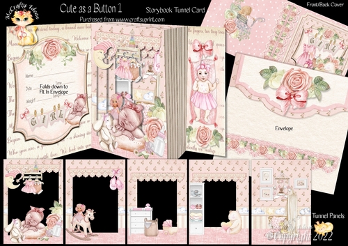 Cute as a Button 1  Storybook Pop Up Tunnel Card & Envelope Kit
