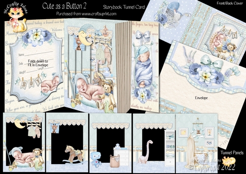Cute as a Button 2  Storybook Pop Up Tunnel Card & Envelope Kit