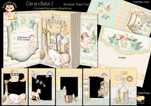 Cute as a Button 3  Storybook Pop Up Tunnel Card & Envelope Kit