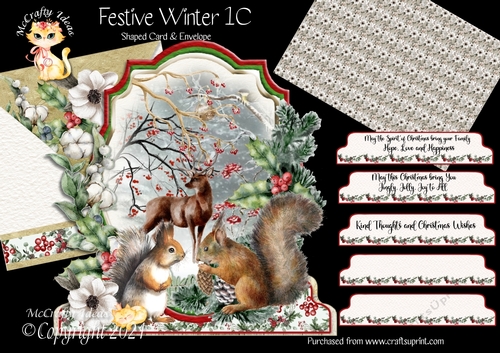Festive Winter 1C Shaped 6x6 Card & Envelope Kit