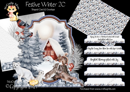 Festive Winter 2C Shaped 6x6 Card & Envelope Kit
