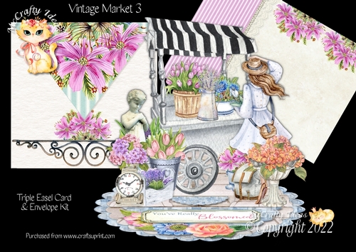 Vintage Flower Market 3 Triple Easel Card Kit