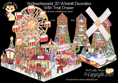 Weihnachtsmarkt (Christmas Market) 3d Windmill Decoration