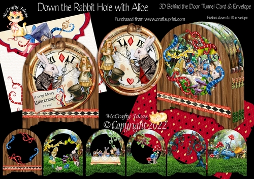 Down the Rabbit Hole with Alice Behind the Door Tunnel Card