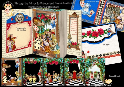 Through the Mirror to Wonderland  Storybook Pop Up Tunnel Card & Envelope Kit