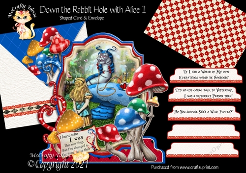 Down the Rabbit Hole with Alice 1 Shaped 6x6 Card & Envelope Kit