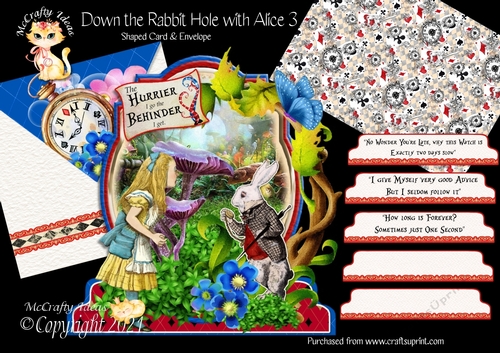 Down the Rabbit Hole with Alice 3 Shaped 6x6 Card & Envelope Kit