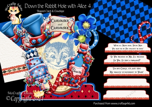 Down the Rabbit Hole with Alice 4 Shaped 6x6 Card & Envelope Kit