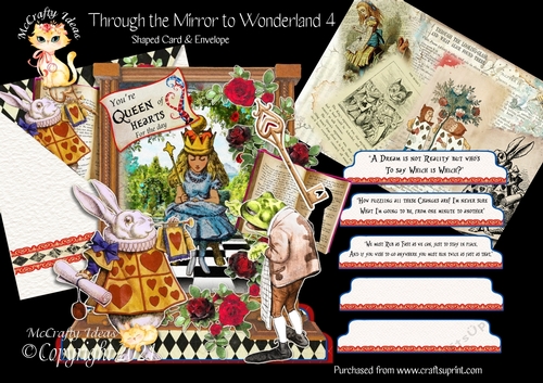 Through the Mirror to Wonderland 4 Shaped 6x6 Card & Envelope Kit