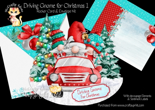 Driving Gnome for Christmas 1 Rocker Card Mini Kit