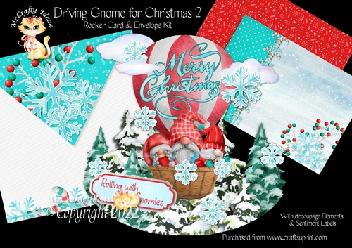 Driving Gnome for Christmas 2 Rocker Card Mini Kit