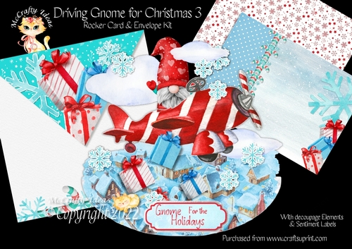 Driving Gnome for Christmas 3 Rocker Card Mini Kit