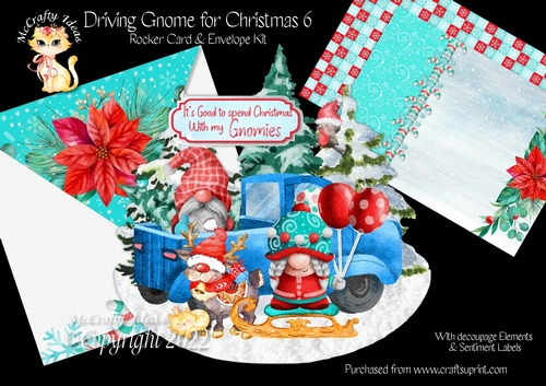 Driving Gnome for Christmas 6 Rocker Card Mini Kit
