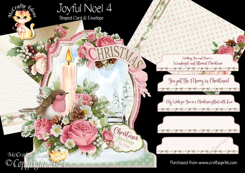 Joyful Noel 4 Shaped 6x6 Card & Envelope Kit