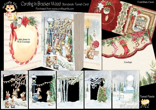 Caroling in Bracken Wood Storybook Tunnel Card