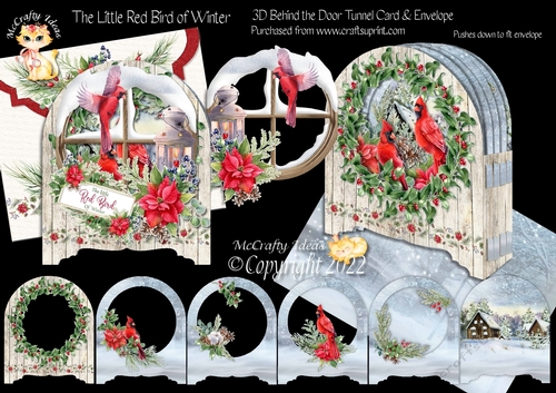 The Little Red Bird of Winter Behind the Door Card