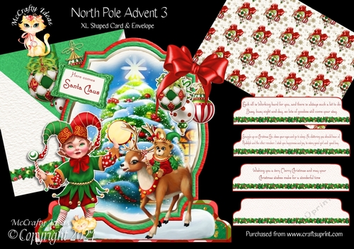 North Pole Advent 3 XL Shaped Card Kit
