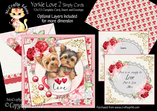 Yorkie Love 2  7.5x7.5 Simply Cards 