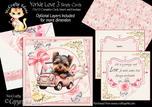 Yorkie Love 3  7.5x7.5 Simply Cards 