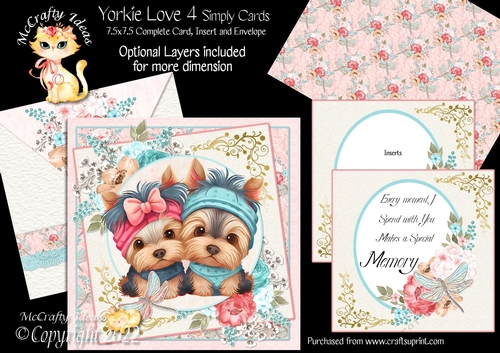 Yorkie Love 4  7.5x7.5 Simply Cards 