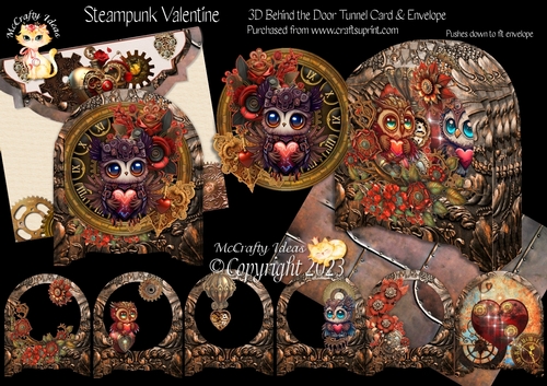 Steampunk Valentine Behind the Door Card