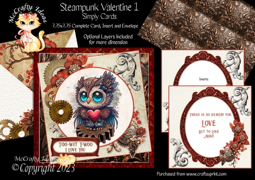Steampunk Valentine 1  7.75x7.75 Simply Cards 