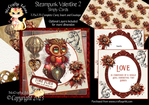 Steampunk Valentine 2  7.75x7.75 Simply Cards 