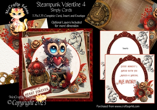 Steampunk Valentine 4  7.75x7.75 Simply Cards 
