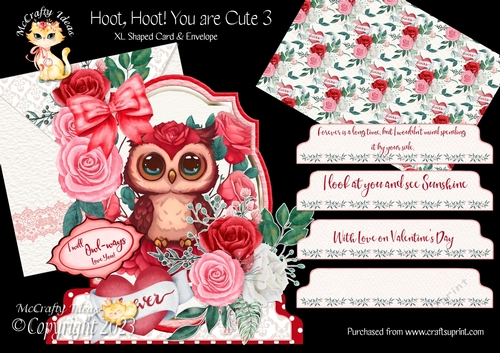 Hoot, Hoot! You are Cute 3 XL Shaped Card Kit