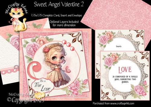 Sweet Angel Valentine 2  7.75x7.75 Simply Cards 