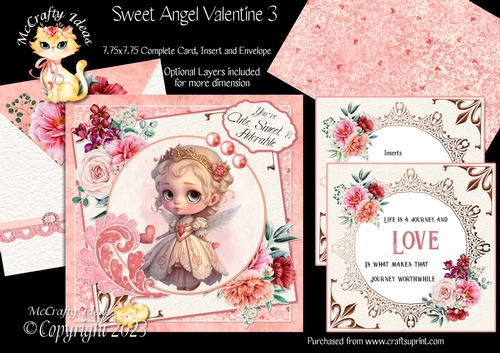 Sweet Angel Valentine 3  7.75x7.75 Simply Cards 