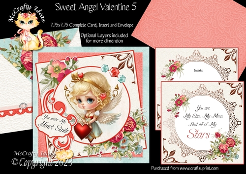 Sweet Angel Valentine 5  7.75x7.75 Simply Cards 