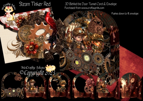 Steam Tinker Red Behind the Door Card