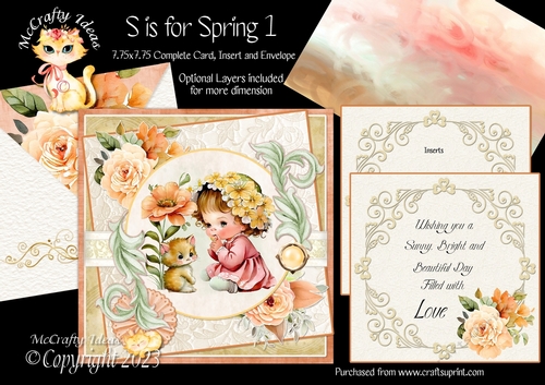 S is for Spring 1  7.75x7.75 Simply Cards 